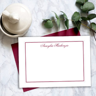 Elegant Burgundy and White Personalised Card