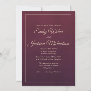 Elegant Burgundy Autumn Winter Wedding Invitation