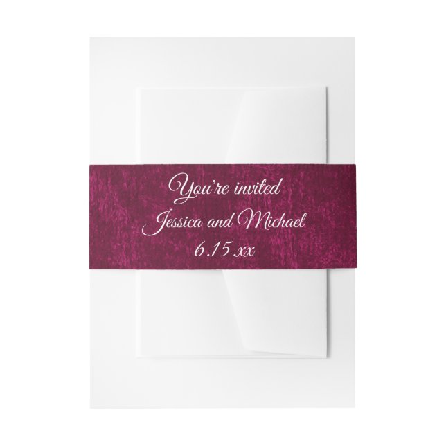 Elegant Burgundy Berry Velvet Wedding Invitation Belly Band (Front Example)