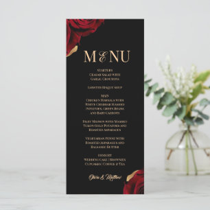 Elegant Burgundy Black Gold Wedding Menu