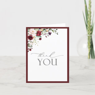 Elegant Burgundy Blush Calligraphy Thank You Card