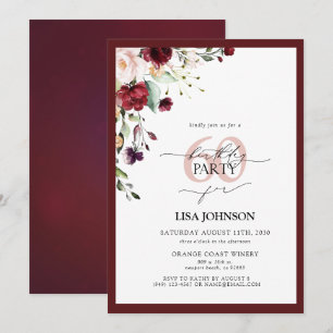 Elegant Burgundy Blush Floral 60th Birthday Invitation