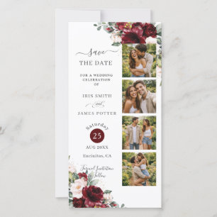 Elegant Burgundy Blush Floral Photo Booth Wedding Save The Date