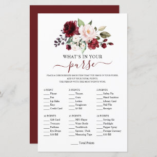 Elegant Burgundy Blush Floral Shower Game