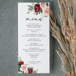 Elegant Burgundy Blush Floral Wedding Menu<br><div class="desc">Designed to coordinate with our Romantic Blooms collection,  this customisable Ceremony Program features watercolor burgundy and blush florals with greenery leaves paired with a classy serif font & elegant calligraphy text graphics. Matching items available.</div>