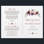 Elegant Burgundy Blush Floral Wedding Program<br><div class="desc">Modern and elegant design featuring burgundy plum blush watercolour flowers bouquets,  floral divider; on white background. Matching items could be found in my Burgundy Blush Flowers Collection.</div>