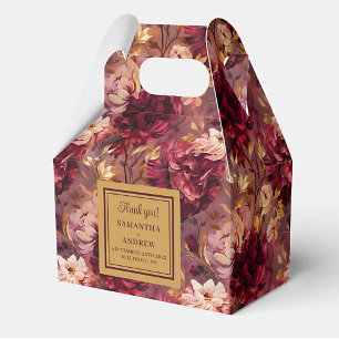Elegant Burgundy Blush Gold Wedding Thank You Box