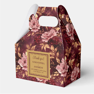 Elegant Burgundy Blush Gold Wedding Thank You Box
