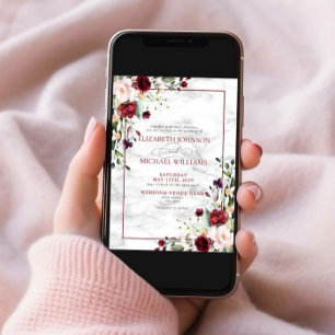 Elegant Burgundy Blush Pink Floral Wedding Invitation