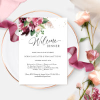 Elegant Burgundy Blush Pink Welcome Dinner