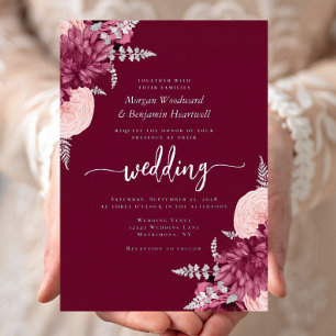 Elegant Burgundy Blush Silver Floral Wedding