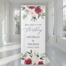 Elegant Burgundy Blush Watercolor Floral Wedding