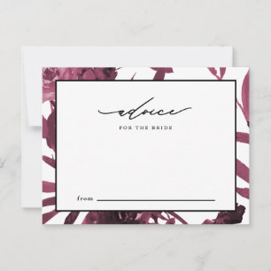 Elegant Burgundy Botanical Advice for the Bride Card