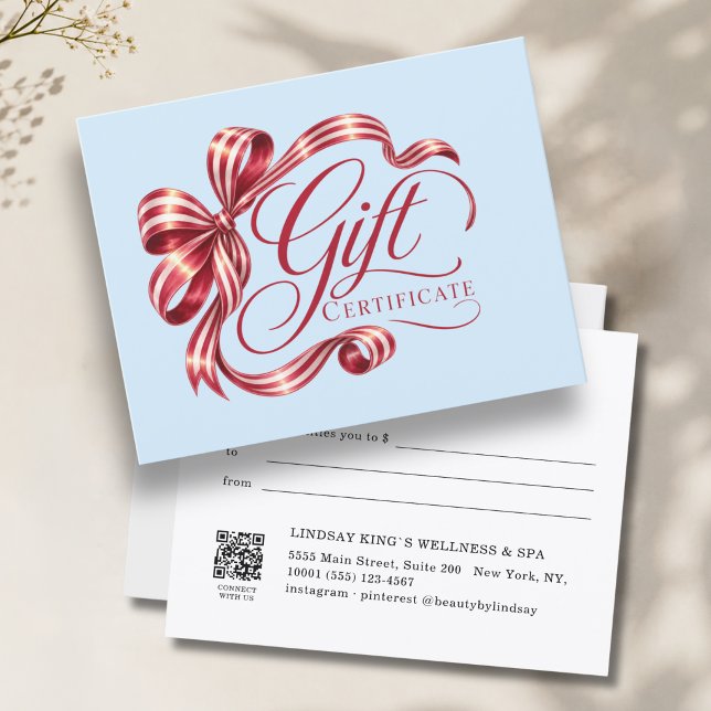 Elegant Burgundy Bow QR Code Gift Certificate (Elegant Burgundy Bow QR Code Gift Certificate)