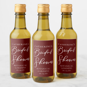 Elegant Burgundy Bridal Shower Personalised Mini Wine Label