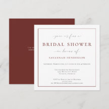 Elegant Burgundy Burnt Red Bridal Shower Classic