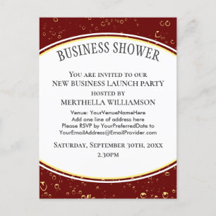 Elegant Burgundy Business Shower Invitation Postcard