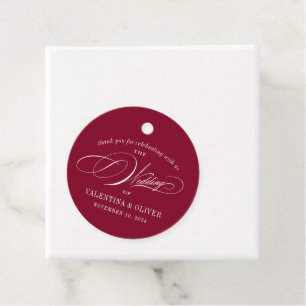 Elegant Burgundy Calligraphy Wedding Favour Tags