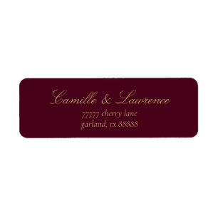 Elegant Burgundy Champagne Wedding Return Address