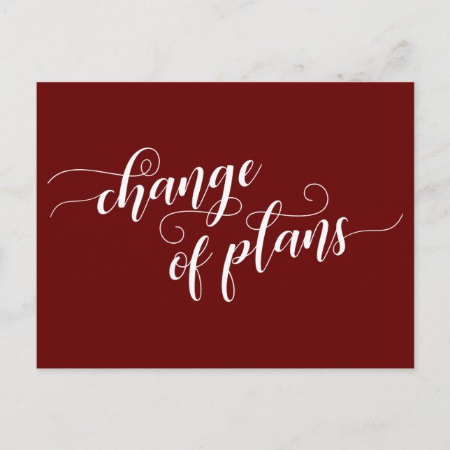Elegant Burgundy Change of Plans Postponed Wedding Postcard (Front)