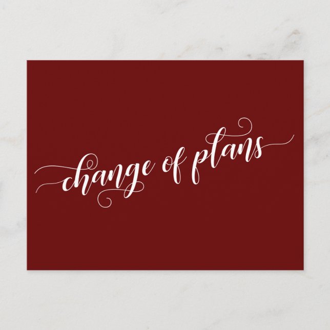 Elegant Burgundy Change of Plans Postponed Wedding Postcard (Front)