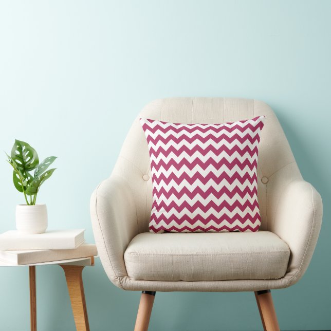 Elegant Burgundy Chevron Striped Pattern Cushion (Chair)