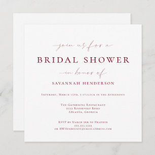 Elegant Burgundy Classic Bridal Shower Invitation