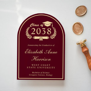 Elegant Burgundy College Graduation Announcement