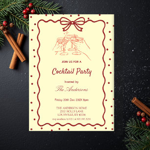 Elegant Burgundy &Cream Christmas Party Invitatio Holiday Card