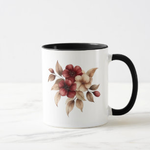 Elegant Burgundy & Cream Watercolor Floral Mug