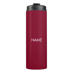 Elegant burgundy custom name text monogram thermal tumbler