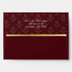 Elegant Burgundy Damask Custom Wedding Envelope