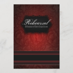 Elegant burgundy damask Rehearsal Dinner Invite