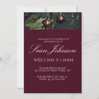 Elegant Burgundy Dark Rose Modern Custom Funeral Invitation