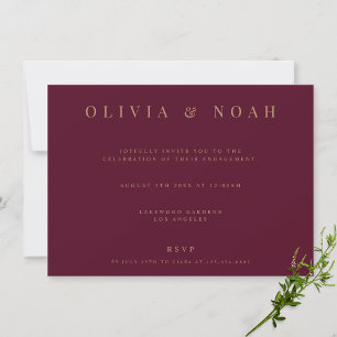 Elegant Burgundy Engagement Party Invitation