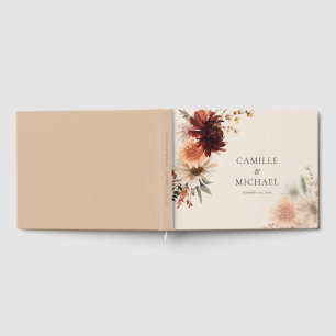 Elegant Burgundy Fall Floral Wedding Guest Book