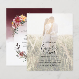 Elegant Burgundy Fall Floral Wedding Invitation