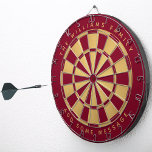 Elegant Burgundy Faux Gold Custom Name Geometric Dartboard<br><div class="desc">A classic dartboard design with alternating burgundy and faux gold foil triangles. 

Above and below there are the name and a message as arched text,  in golden caps.</div>