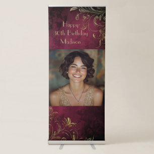 Elegant Burgundy & Faux Gold Retractable Banner