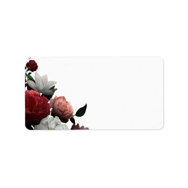 Elegant Burgundy Floral - Address Label - Wedding (Front)