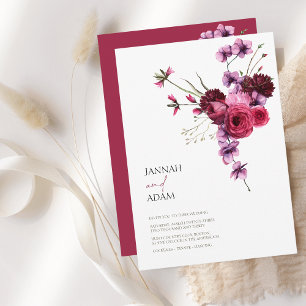 Elegant Burgundy Floral Bouquet Wedding Invitation