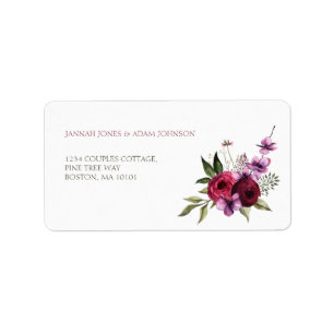 Elegant Burgundy Floral Bouquet Wedding Label
