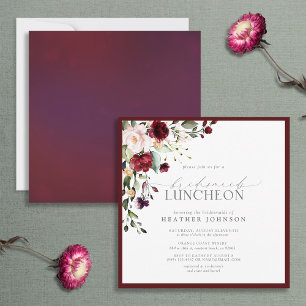 Elegant Burgundy Floral Bridal Luncheon Invitation