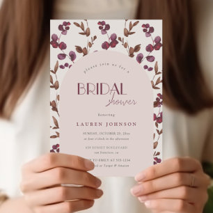 Elegant Burgundy Floral Bridal Shower Invitation
