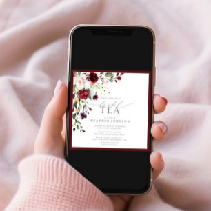 Elegant Burgundy Floral Bridal Tea Shower Invitation