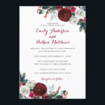 Elegant Burgundy Floral Christmas Wedding Invitation<br><div class="desc">More floral Wedding Invitations in the Little Bayleigh Store!</div>