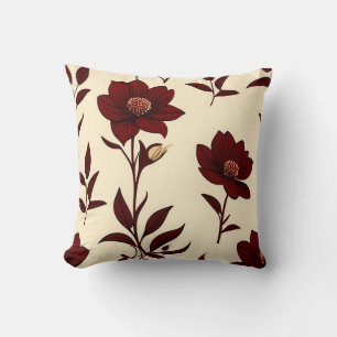 Elegant Burgundy Floral Cushion