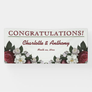 Elegant Burgundy Floral - Hanging Wedding Banner