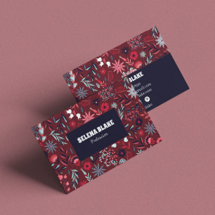 Elegant Burgundy Floral Modern & Professional Business Card