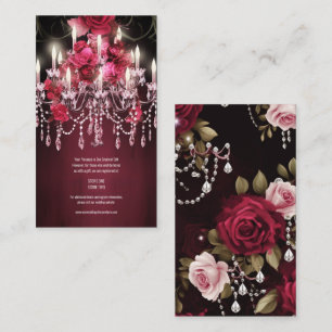 Elegant Burgundy Floral Roses Chandelier Wedding Enclosure Card